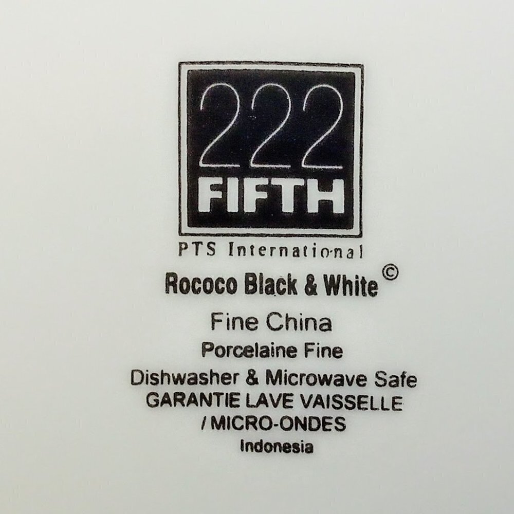 222 Fifth B&W Rococo Fine China Square Bowl - Picture 4 of 4